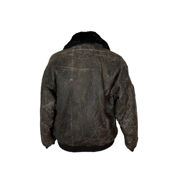 WII Style Bomber Jacket Boys XL (12-14) Brown Distressed Patches Flight Coat. - Picture 2 of 8